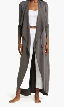 LUNYA Stretch Pima Cotton & Modal Robe Medium NEW Meditative Grey