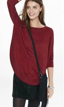 EXPRESS Dark Red Flecked Round Hem Oversized Sweater