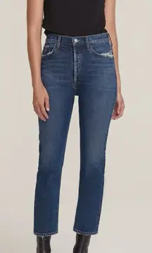 Agolde Riley High Rise Straight Crop Jeans in Pastime