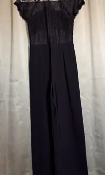 Sugar + Lips Size M Black Lace Top Jumpsuit Elegant Party Evening Wide Leg Pants