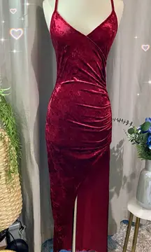 Wine Red Velvet Dress