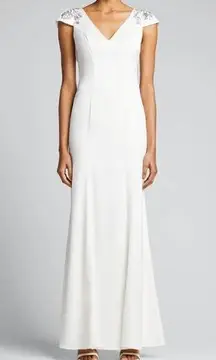 Marchesa Notte White Cap Sleeve Dress Gown Size 4