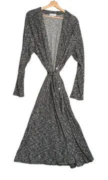 Michael Stars Duster Cardigan Wrap Dress Womens 3X Gray Knit Stretch Long Sleeve