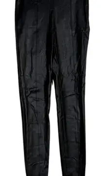 NWT ZARA Faux Leather Mid Elastic Waist Skinny Zip Up Ankle Crop Pants XS Black