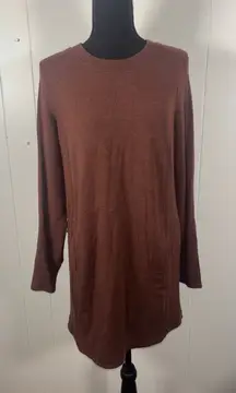Athleta Balance Dress SMALL Brownish Red Long Sleeve Pockets Sweater Dress