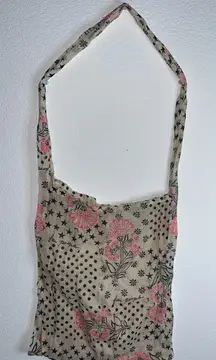 Free People Lightweight Hippie Floral Beachy Linen Semi Sheer Shopper Tote Bag