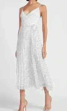 Express White With Black Swiss Polka Dot Wrap Front Maxi Dress Size L