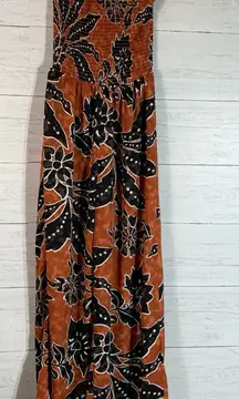 Indulge strapless  jumpsuit orange/black floral size small lightweight