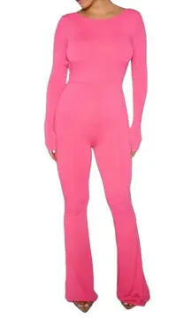 Naked Wardrobe Shaping Low Back Pink Women's Jumpsuit Romper Raspberry Hot Pink