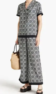 Solid & Striped Black & White The Dahlia Printed Satin Shirt Size Large $188