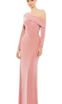 Mac Duggal  Drop Shoulder Long Sleeve Column Gown Rose Gold Womens Size 14