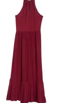 Caslon Red Tiered Halter Maxi Dress casual summer Small