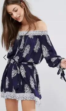 Faithfull the Brand Mali Dress in Devani‎ Print Navy Blue Size US 6