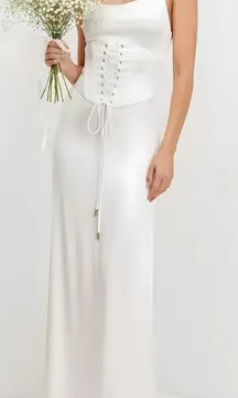 ELLIATT Evangeline Corset Satin Gown, Ivory, XS