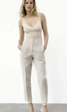 Zara High Waisted Pants Trousers Beige Size S Small