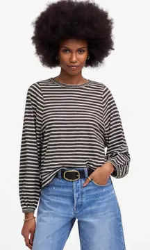NWT Madewell Long Balloon-Sleeve Crewneck Tee in Stripe - Size XS