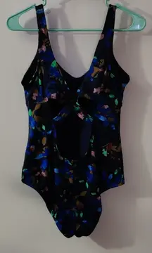 All In Motion One Piece Floral Swimsuit  L Resortwear Vacation Coconut Girl Twee