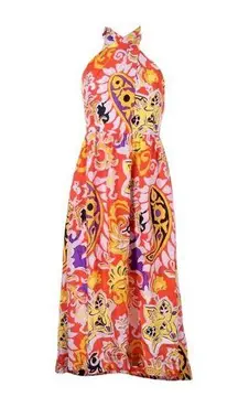 J.Crew NWT  Silk Sarong Maxi in Aja Orange Painted Paisley Halter Dress 4