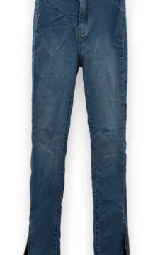 We The Free People Riley Slit High‎ Rise Split Hem Light Wash Skinny Jeans Sz 25