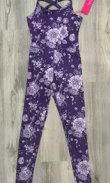 NWT Terez Violet Porcelain Floral Adjustable Strap TLC Athletic Bodysuit Size XS