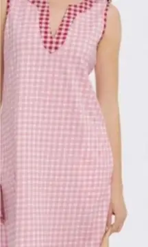 Draper James x Lands End Gingham Sleeveless Swim Coverup Dress Pink Size Small