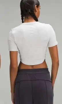Lululemon Hold Tight Cropped T-Shirt Heathered Core Ultra Light Grey Size 6