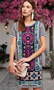 Anthropologie Akemi & Kin Kaleidoscope Sweater Knit Short Sleeve Dress Medium