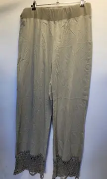 Xcvi boho Wide-Leg Pants with Lace Hem size M