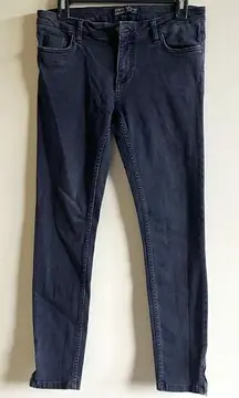 ZARA BASIC Z1975 Classic Black Moto Ankle Zipper Skinny Cropped Jeans Size‎ 8