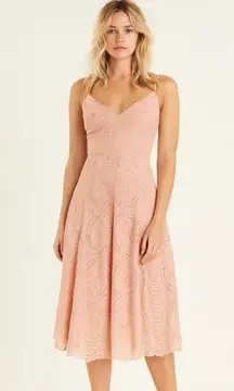 NWT LoveShackFancy Molly Eyelet Midi Dress Pastel Blush Pink sz XS