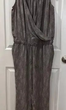 Eileen Fisher Metallic Grey Sleeveless Wrap Jumpsuit‎ Elegant Evening Wear