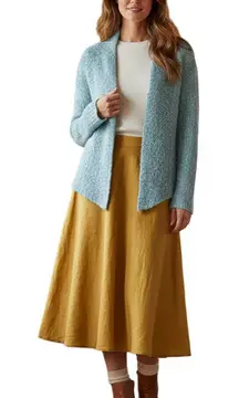 Cozy Aqua Marl Open-Front Cardigan Sweater Textured Knit Shrug Boho cottagecore
