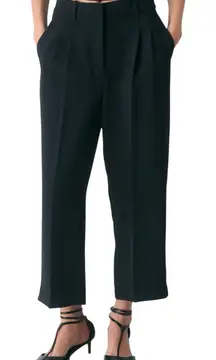 Wilfred Aritzia Women’s Size 4 Black Effortless Pleated Cropped Trousers Pants