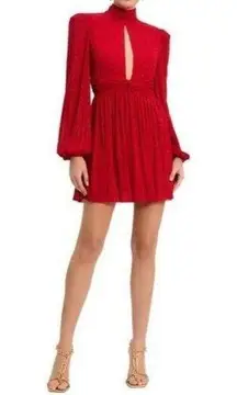 NWOT Rebecca Vallance Samantha Plisse Mini Dress Red Glitter Sparkle Holiday 8