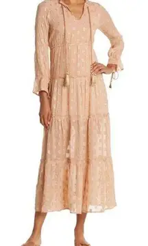 New Raga Kenna Metallic Tiered Flounce Sleeve Maxi Dress XS