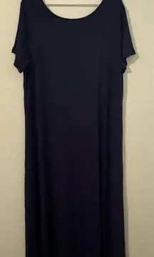 J.Jill  Nightberry Blue Short Sleeve Stretch T Shirt Maxi Dress NWT Size XL