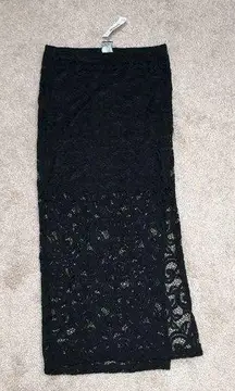 NWT MAXI CROCHET OVERLAY SKIRT BLACK SIZE MEDIUM