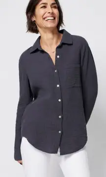 Faherty Women's Dream Cotton Gauze Elise Organic Cotton Blouse in Washed Black,M