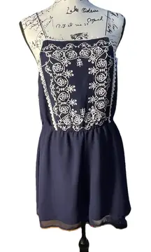 Miss Selfridge Navy Embroidered Romper Petite Women's Size‎ 10 Boho Festival
