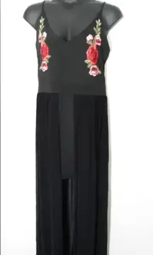 Red Dot Boutique plus size sheer mesh  embroidery chiffon high low maxi dress