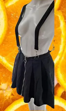 Hot Topic Black Front Full‎ Zip Suspender Skirt Size Small