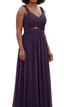 Eva Plum Purple Formal Gown Women’s Large Bridesmaid Prom Evening Chiffon Dress