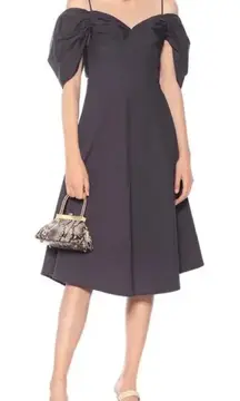 NWT‎ Cult Gaia Katalina Navy Midi Dress Large Off Shoulder Bow Evening Resort