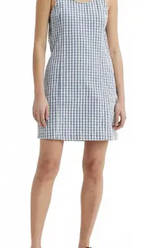 Levi's Aly Sleeveless Jumper Mini Denim Dress Blue White Check Gingham NWT