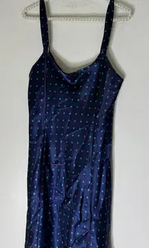 morgan taylor intimates Blue‎ Polka Dot Satin Slip Nightgown Medium