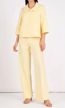 NWOT Carole Little 100% LINEN Blazer Yellow Peter Pan Neck 3/4 Sleeve XLARGE
