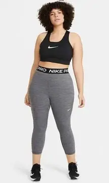 Nike Pro dri-fit heathered grey high rise crop length leggings sz 1X