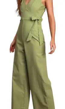 Wrap Sage Green Sleeveless Wide-Leg Jumpsuit NWT