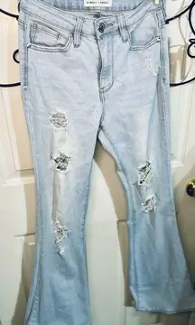 Almost Famous Jeans Size 3 Bell Bottoms Distressed Ripped Light Wash