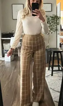 Neutral & White Tonal Business Casual Pants